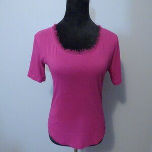 Banana Republic Wide Neck Tie Back Top in Fucshia